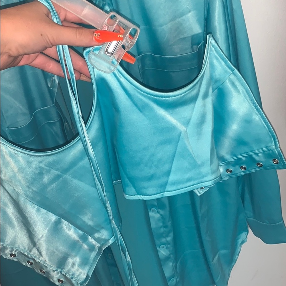 Light blue Shane Justin dress w corset - Picture 3 of 4